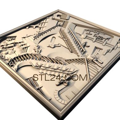 Art pano (Engraving of the Staircase by M. K. Escher., PH_0083) 3D models for cnc